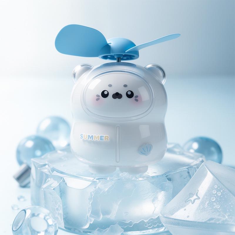 New USB Rechargeable Silent Handheld Cartoon Mini Fan for Kids and Students