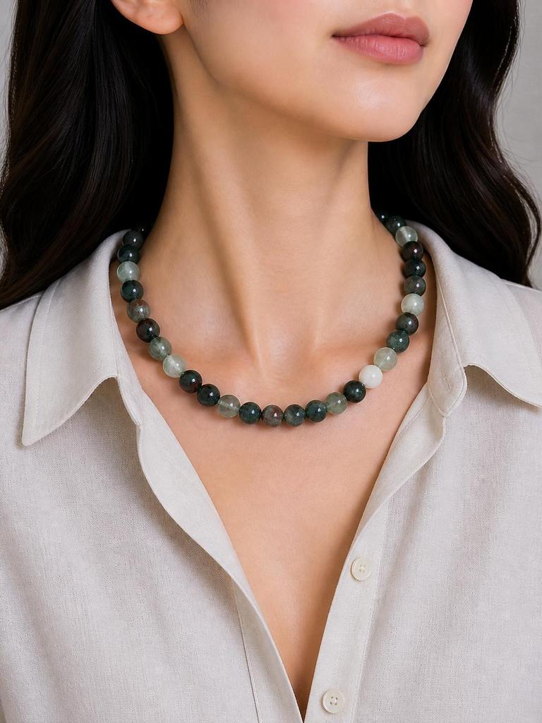 Natural Red Bloodstone Gemstone Round Beads Jewelry Handmade Pretty Adjustable Necklace 17-20" For Women 8BN-18