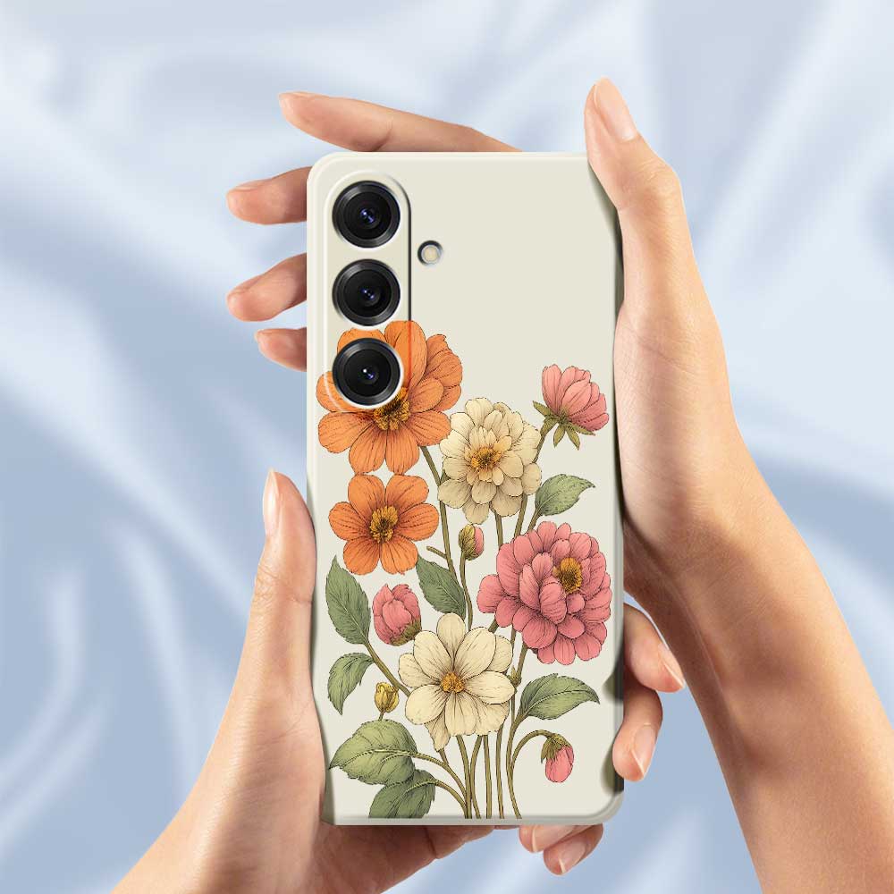 For Samsung Galaxy S25 Case Beautiful Flowers Pattern Printing Straight Edge TPU Phone Back Cover