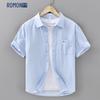 ROMON Men's Solid Color Pure Cotton Short Sleeve Shirt