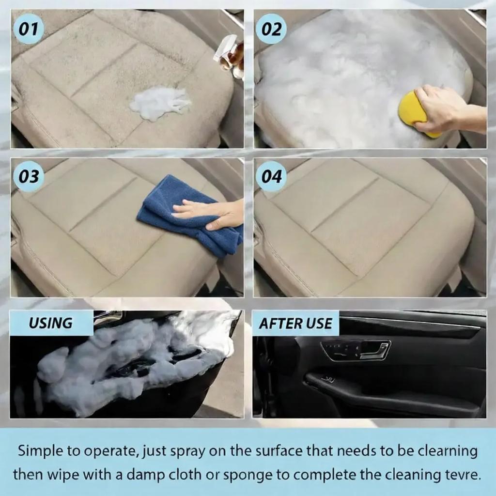 Car Interior Cleaning Kit 150ml Portable Cleaner With Wipes Sponge For Auto Seats Upholstery Carpet Dashboard Plastic Leather