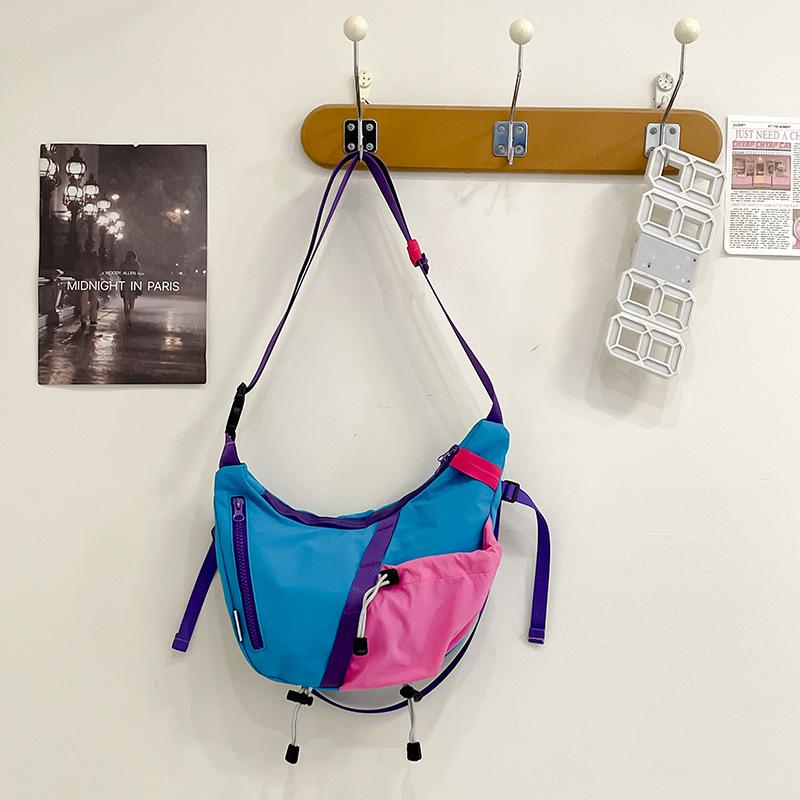 

Outdoor shoulder bag large-capacity women s canvas bag lazy style literary niche contrasting color anti-splashing cloth bag