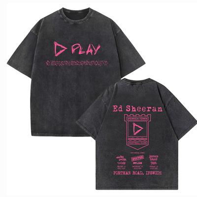 Ed Sheeran Play T-shirt Vintage O-Neck Short Sleeve Cotton T-Shirts