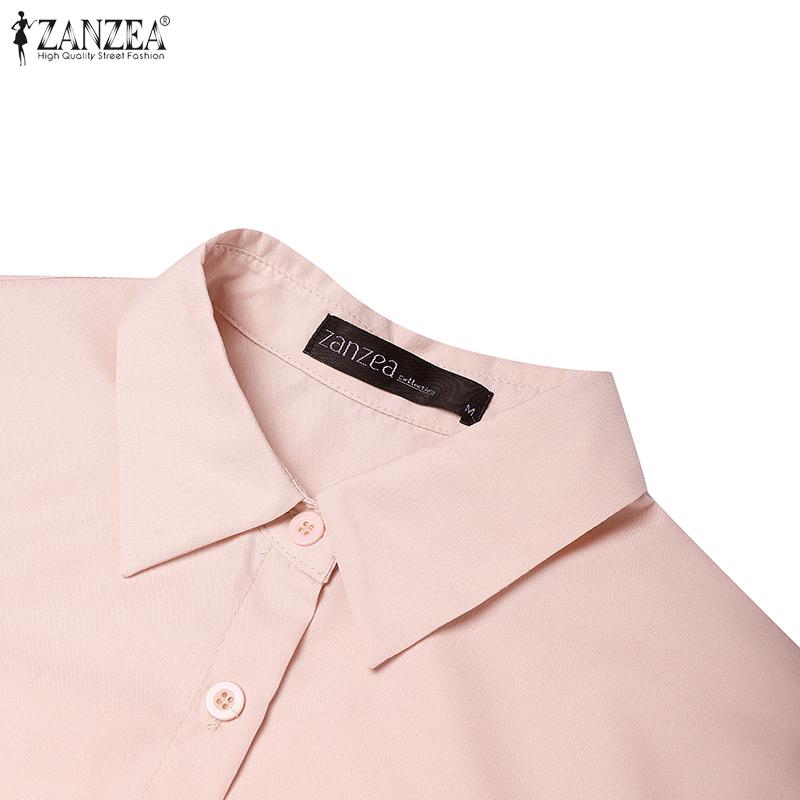 ZANZEA Women Casual Turn Down Collar Loose 3/4 Sleeve Clasic Blouse