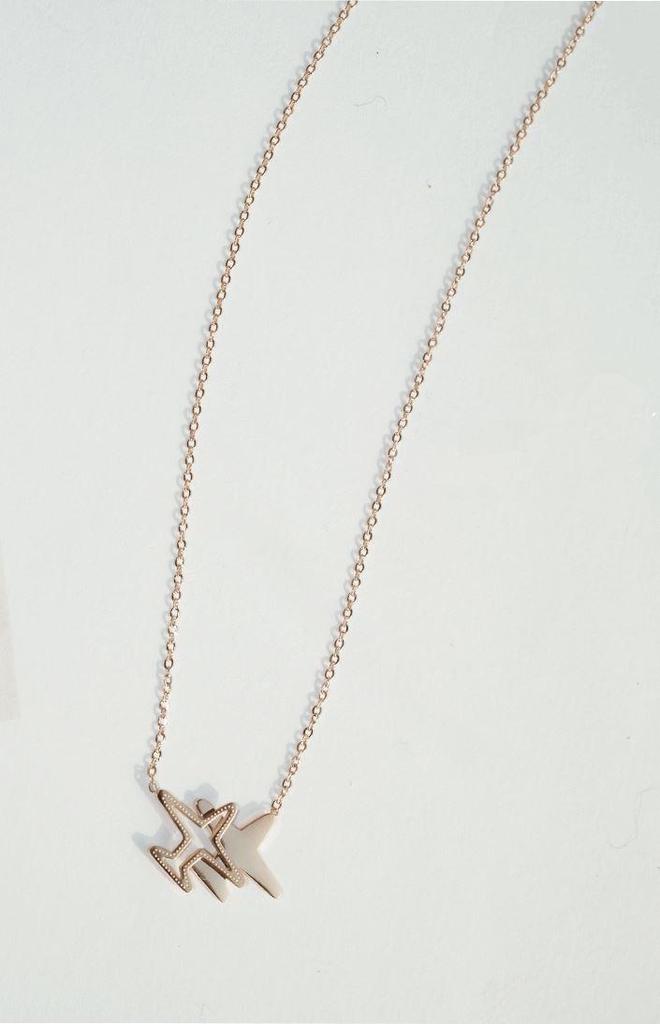 Korean Style Rose Gold Airplane Necklace for Women