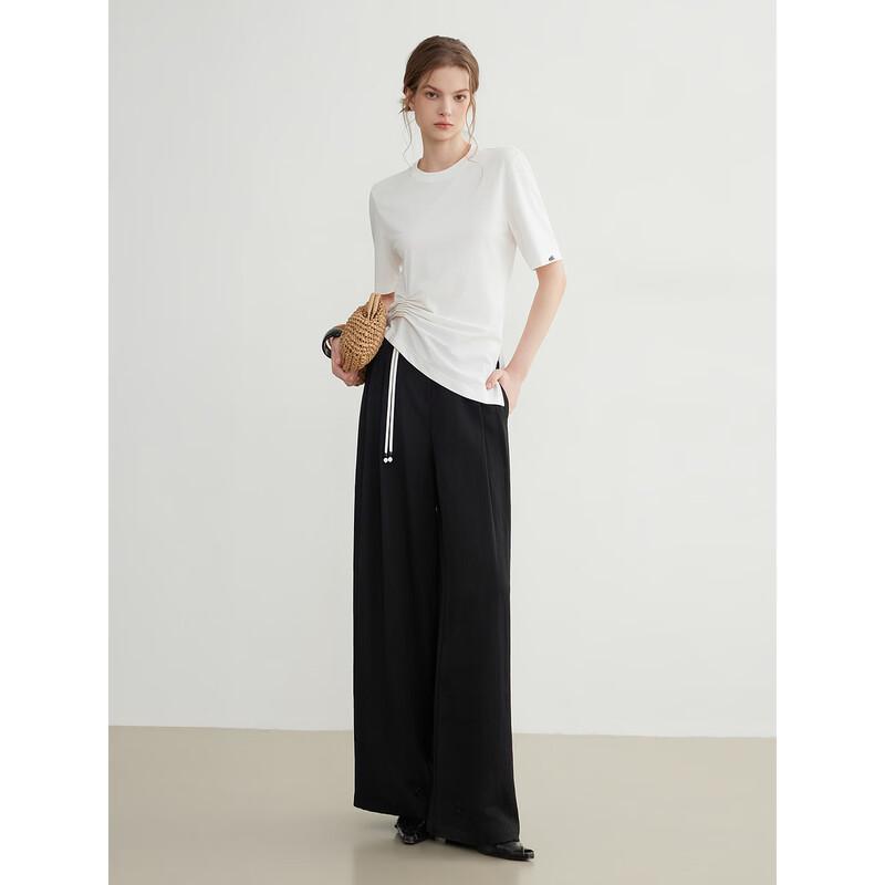 ELLE Women's Draped Wide-Leg Casual Pants