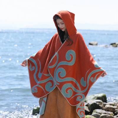 Retro Outer Ethnic Cape Women'S Anti-Ultraviolet Literary Scarf Jacket Leisure Travel Shawl