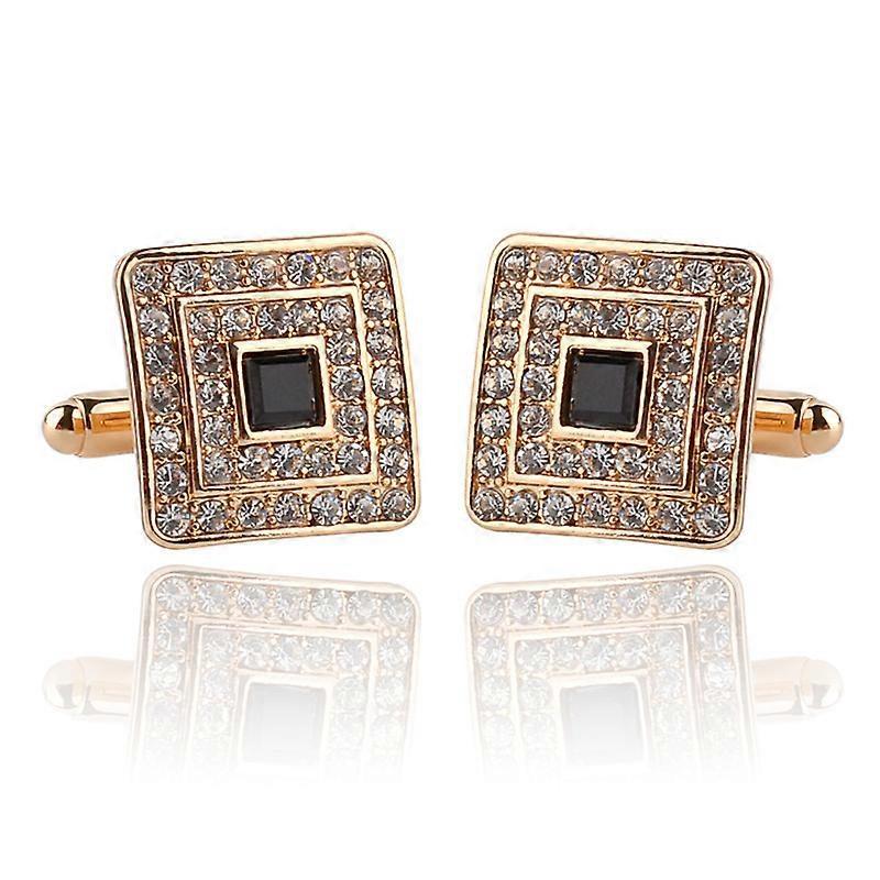 Creative New French-Style Rhinestone-Encrusted Cufflinks for Men's Shirts, B1076 - Gold