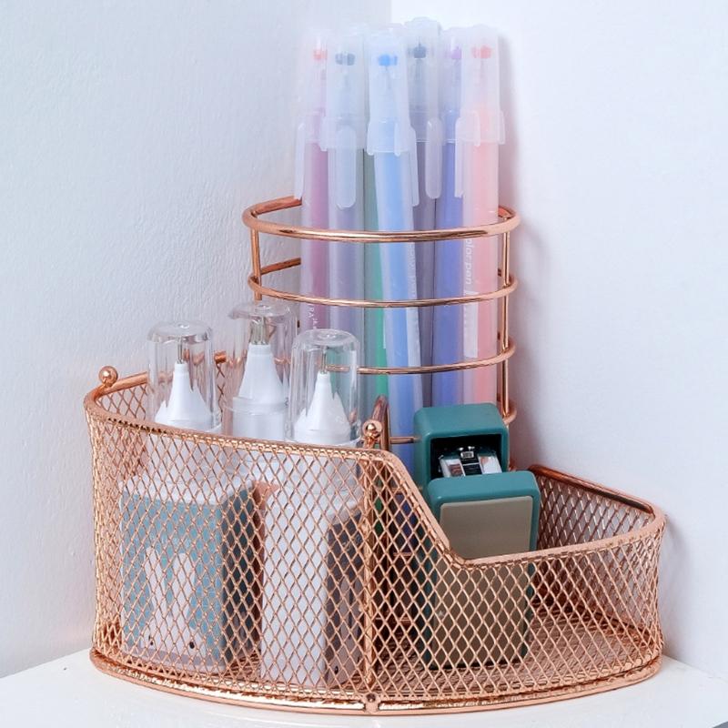 Multi-purpose Mesh Metal Pen Holder Decorative Pen Holder Stylish Makeups Display Holder for Ideal for Dresser Counterto