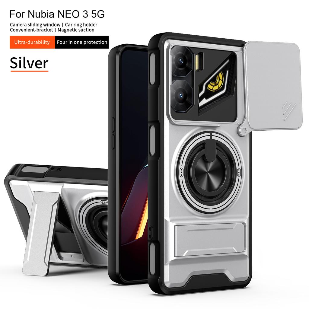 For ZTE Nubia Neo 3 Case ZTE Nubia Neo 3 5G Cover Nubia Neo3 Magsafe Magnetic Fold Holder Military Armor Camera Protection Cover