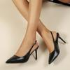 Elegant Stiletto Heels - Women's Solid Color Point Toe Dress Pumps - Stylish Buckle Strap Slingback