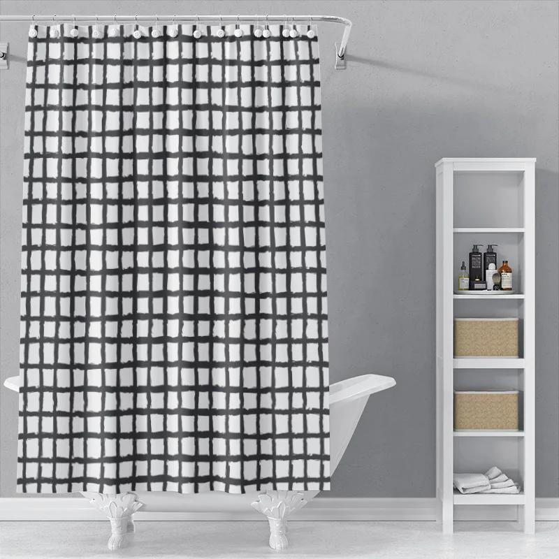 The New Isn Simple Nordic Black And White Line Draft Shower Curtain Toilet Partition Hanging Cloth Window Shading