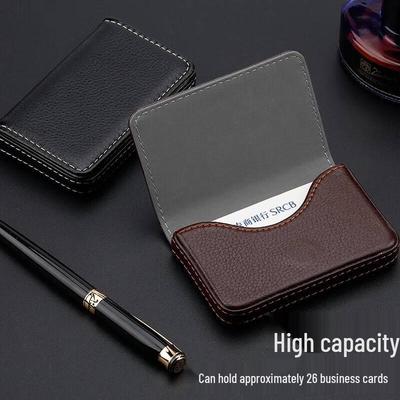 Magnetic Push-Type PU Business Card Holder