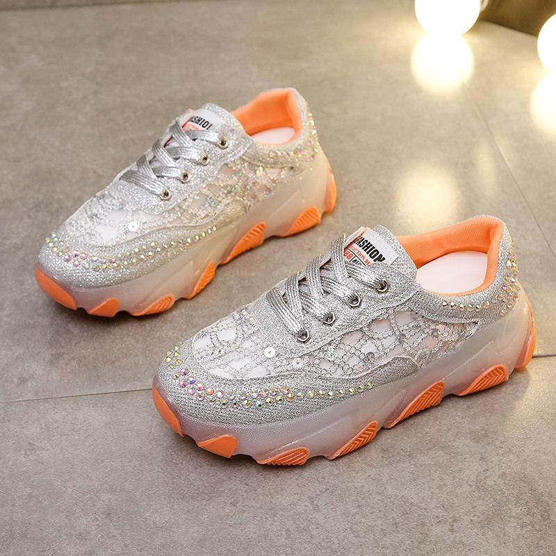 

Популярные дышащие кроссовки «папины» с горным хрусталем для женской весны, новые желеобразные спортивные и повседневные туфли на высокой эластичной платформе для женщин 40 оранжевый