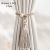 2 PCS Adjustable Cotton Cord Curtain Tiebacks Curtain Straps Bohemian Chic Log Loop Curtain Buckle Strap With Tassel Hand Woven