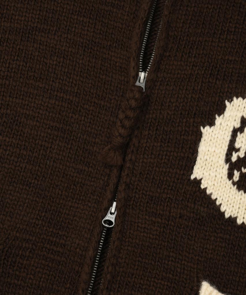 COVERNAT Diploma C Logo Knit Varsity Jacket Brown