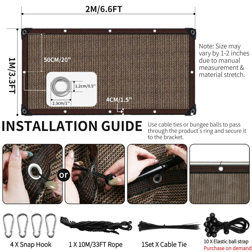 Garden Shade Cloth with Grommets Shade Cloth Sun Shade Fabric Shade Cover for Patio Garden Pergola Shade Cover Canopy Greenhouse