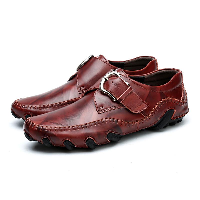 Men's shoes octopus casual shoes spring low-top surface Velcro flat-bottomed driving beans small leather shoes single shoes