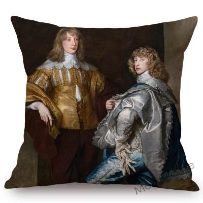 Van Dyck Renaissance Baroque Famous Oil Painting Royal Court Lady Wall Art Sofa Pillow Case Mourning Christ Linen Cushion Cover