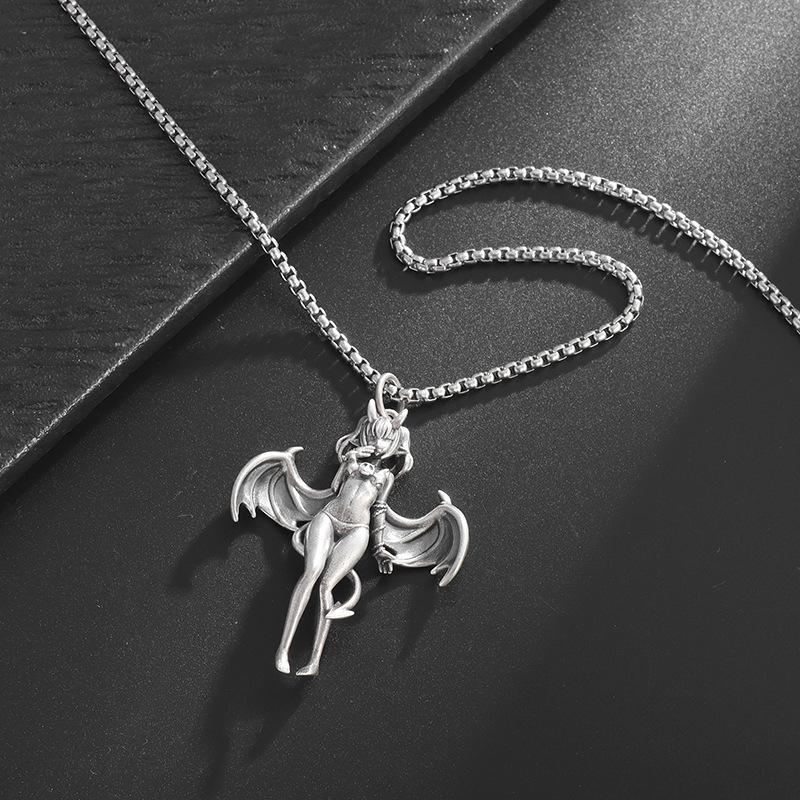 European and American Cartoon Cute Bat Girl Trend Jewelry Necklace Pendant