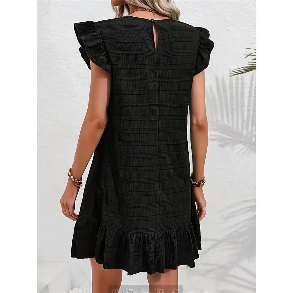 Dámské letní volány Moucha Volný Jednobarevné Prázdninové šaty nad kolena Jednodílné šaty