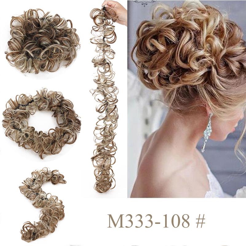 Messy Bun Scrunchie Hair Wrap Fluffy Pony Tail Curly Touseld nScrunchy Updo Donut Chignons für Frauen