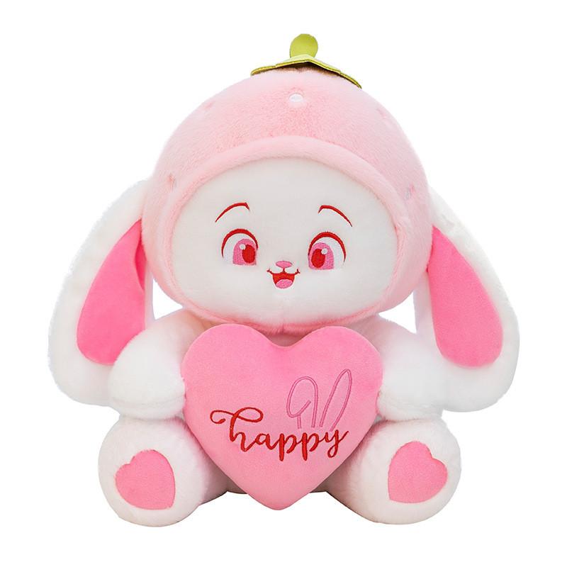 Strawberry Cuddly Rabbit Plush Toy Cute Cartoon Girl Children Holiday Gift Doll