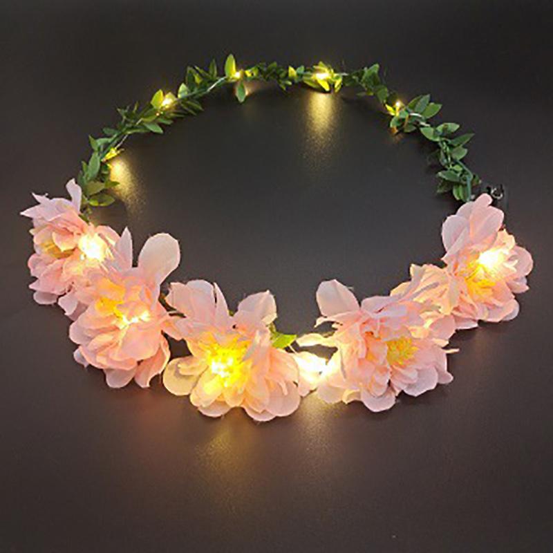 Wedding Party Crown Glowing Flower Headband LED Light Wreath Garland Decoration Women Girl Birthday Favor Luminous Hairband