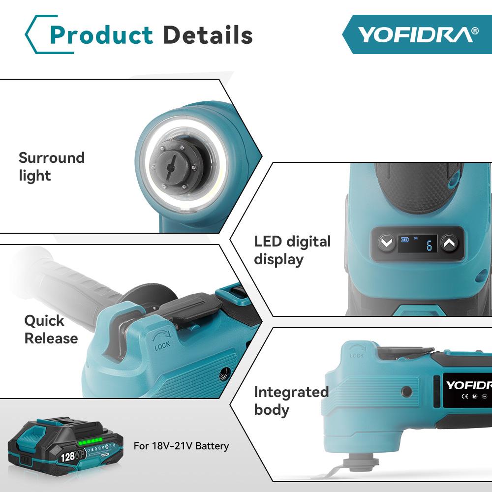 Yofidra Brushless Quickrelease Oscillating Tool 20000OPM Electric Saw Trimmer Woodworking Power Tool For Makita 18V Battery Pin