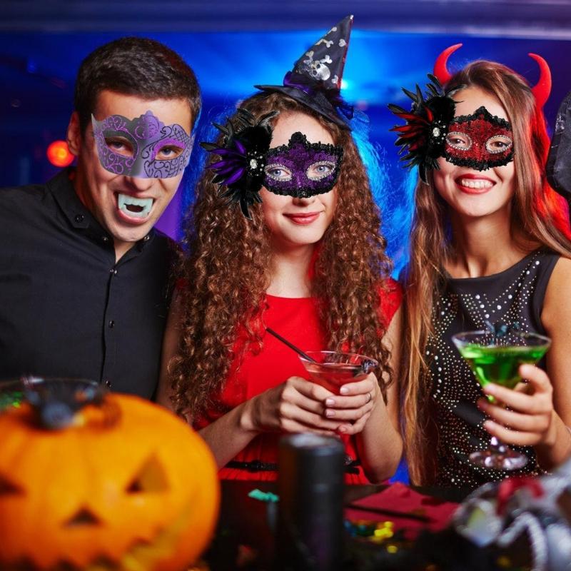 2 Pcs Venetians Mask Half Face Mask Halloween Mask Feather Mask Masquerade Mask Party Mask Mardi Gras Mask for Carnival