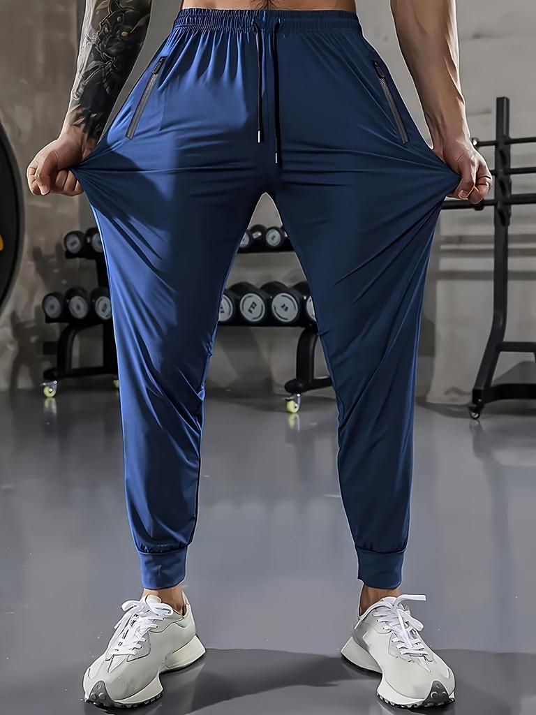Men's European Size Summer Ice Silk Nylon Quick-Dry Breathable Elastic Pants