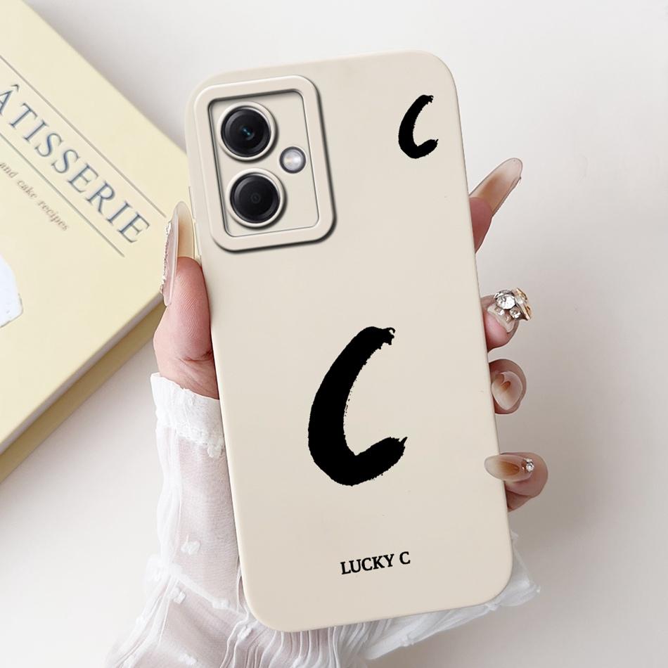 For Xiaomi Redmi Note 12 5G Lucky Initial Letter Phone Case For Redmi Note 12 Pro 5G Note12 Soft Silicone Shockproof Bumpers