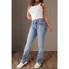 Damen Frühjahr Neue Doppelknopf Mid-Waist Straight Jeans Slim Temperament Hose