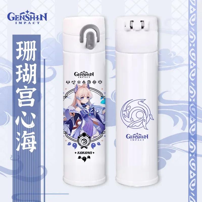Genshin Thermos Cup Bottles Zhongli Beelzebul Genshin Impact Insulated Bottles Anime Coffee Water Cup Mug Vacuum Thermos Flask