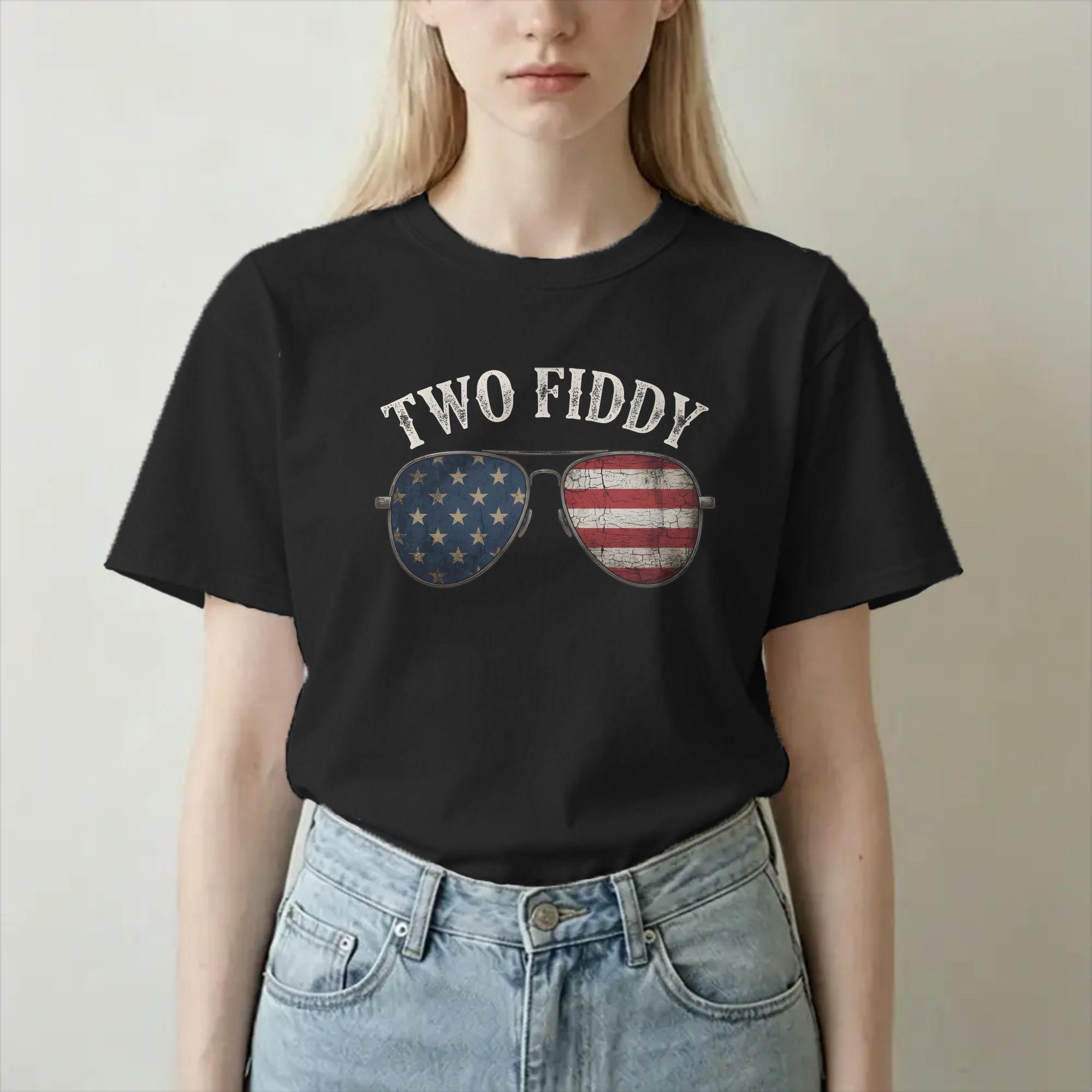 Novelty 2 Fiddy America 250th Tshirt Unisex Unisexs Round Collar Pure Cotton T Shirt Two Fiddy Short Sleeve Tee Shirt Clothes S
