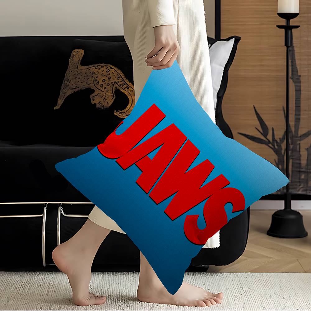 Classic J-Jaws Thriller Movie Cushion Cover Pillow Cover Decor Pillowcase Printed Cushion Case For Couch