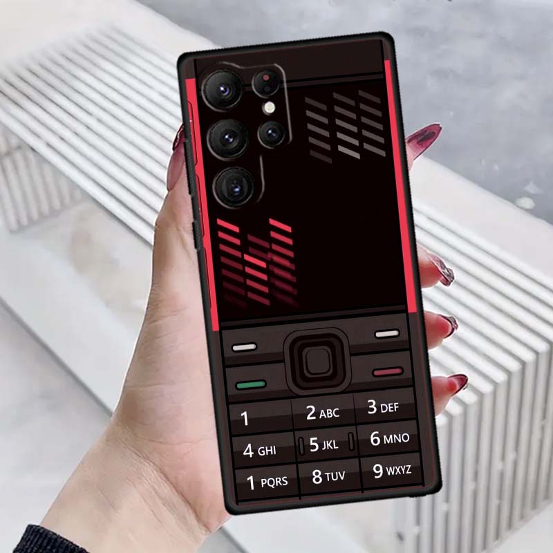Luxury Vintage Phone Pattern Phone Case For Samsung Galaxy S26 S25 S24 S23 S22 S21 S20 Ultra Plus FE 5G Black Soft TPU