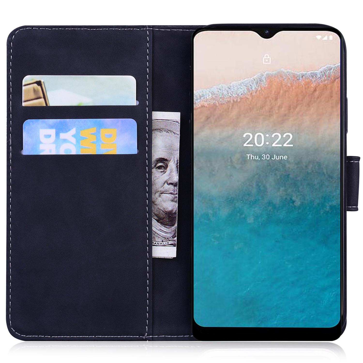 

Tiger Imprinted PU Leather Shell for Nokia G22 Wallet Stand Case Shockproof Phone Cover Black