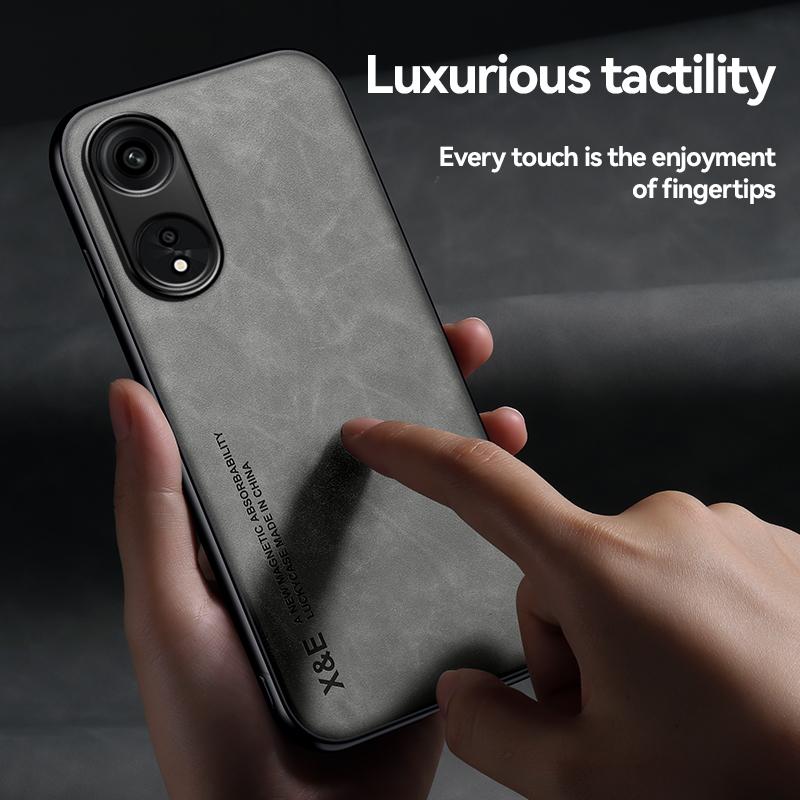 For Oppo Reno8 T Leather Case Sheepskin Texture Back Cover Soft Frame Shockproof Phone Case for  For Oppo Reno8 T Reno 8T 4G