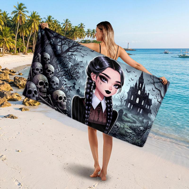 Large Beach TowelWednesday Addams Soft Absorbent Towel Beach Bath Home Use