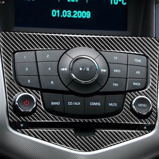 4Pcs For Chevrolet Cruze 2009-2015 Carbon Fiber Interior CD Panel Cover Trim