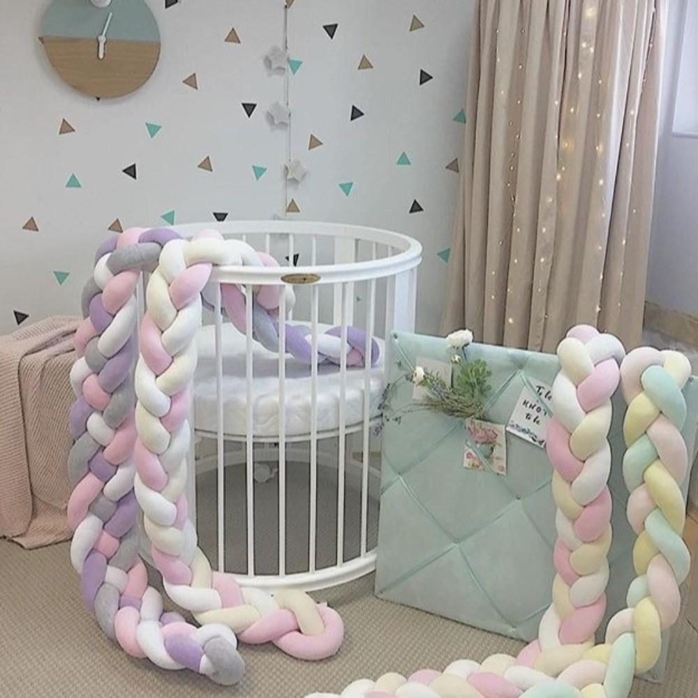 Handmade Cot Bumper Soft Plush Knotted Cushion Baby Crib Bumper Braided Pillow Home Decorations