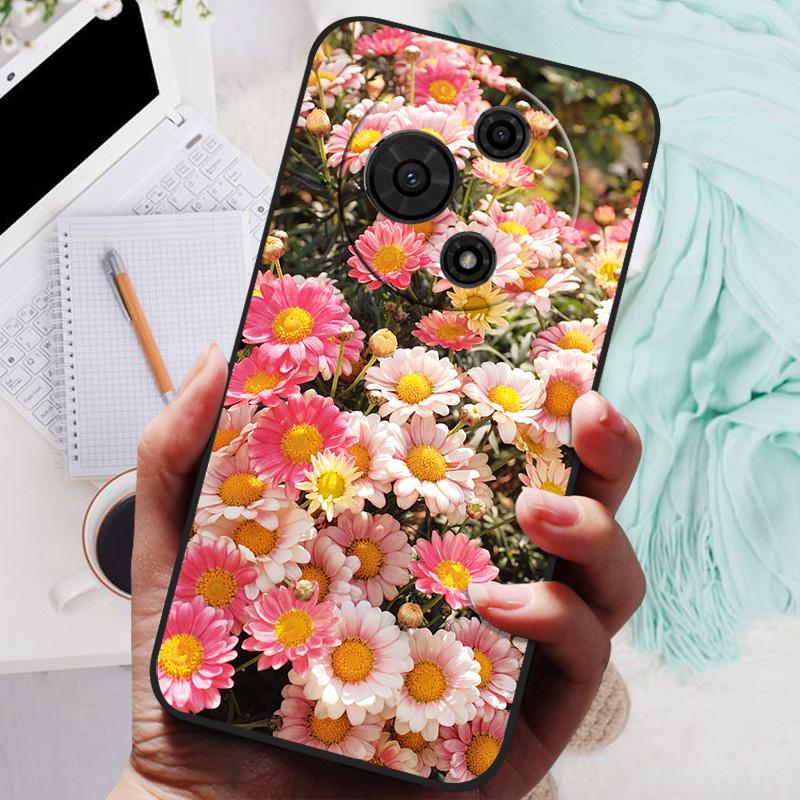 For TCL 605 Case Flower Geometric Painted Bumper Coque Soft Silicone Cover Fundas For TCL 60 SE 4G Cases 60SE TCL605 Shells