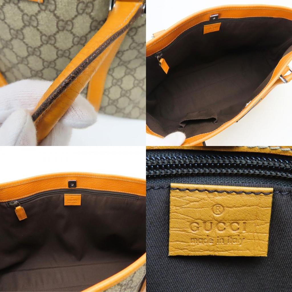 Used GUCCI Tote Bag 114595 GG Supreme Canvas/leather beige Orange