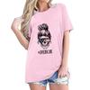 Frauen Casual Independence Day Druck Rundhals Lose Tops T-shirt Bluse