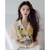 2025 Summer New French Tea Break Kikyo Exquisite Collar Style Shirt Women's Fashion Versatile Top
