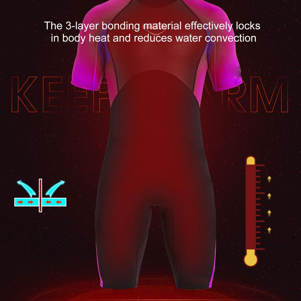 Combinaison de plongée pour femme à manches courtes une pièce 2 mm Maillot de bain UPF50 Plus Élastique dans les 4 directions Néoprène thermique pour la plongée, le surf, la natation, les sports nautiques Violet L