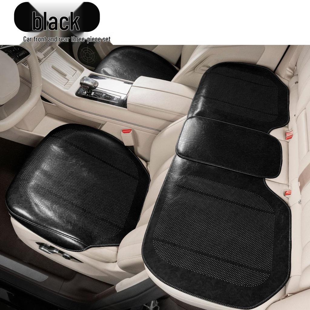 Universal Ventilated Leather Car Seat Cushion - Breathable, Non-Slip, Four Seasons Retro Design
