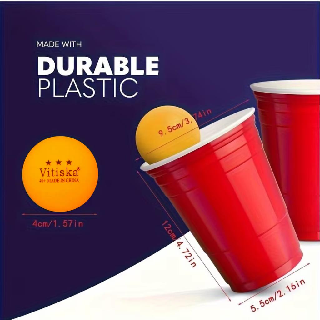 Beer Pong Game Toy Set With 12pcs Beer Mugs & 8pcs 40+ Ping Pong Balls, Outdoor Gathering Party Drinking Supplies,Christmas