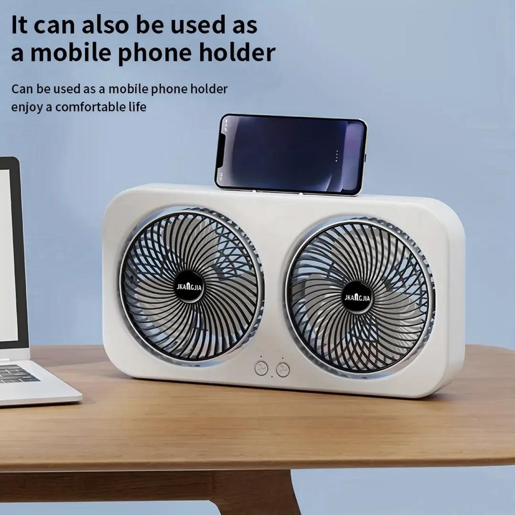 Универсальный переносной USB-вентилятор 2-в-1 с 360° поворотом — настенный и настольный, 3 скорости, тихий, перезаряжаемый, идеален для дома и отдыха
